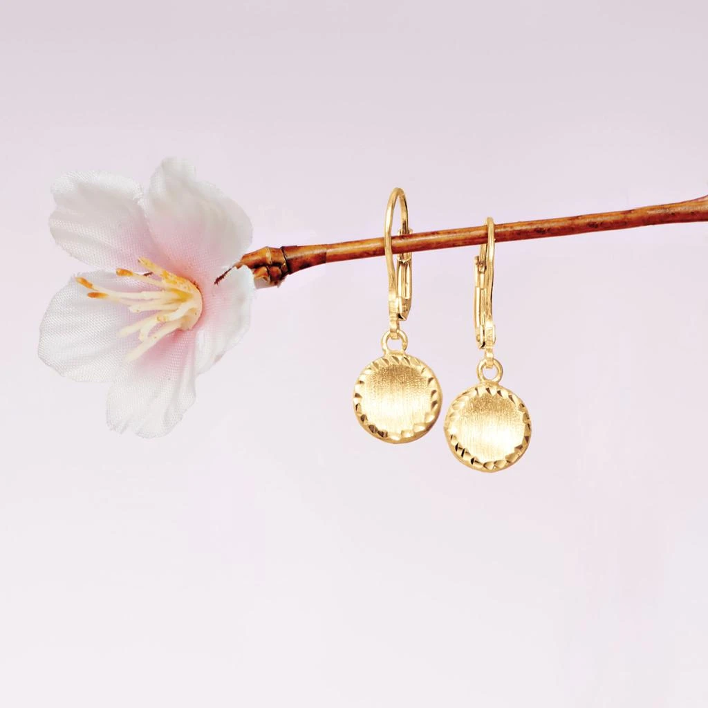 商品Ross-Simons|Ross-Simons Italian 18kt Yellow Gold Diamond-Cut and Brushed Circle Drop Earrings,价格¥2959,第3张图片详细描述