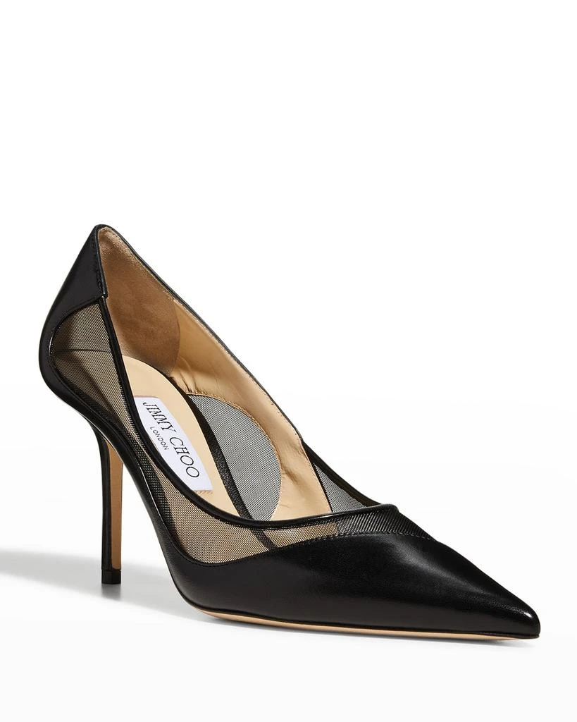 商品Jimmy Choo|Love Leather Mesh Pumps,价格¥3124,第2张图片详细描述