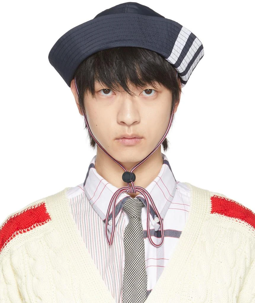 商品Thom Browne|Navy 4-Bar Turn Back Bucket Hat,价格¥1087,第1张图片