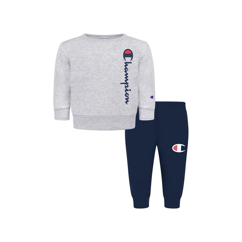 商品CHAMPION|Baby Boys Signature Fleece Crew T-shirt and Pants, 2 Piece Set,价格¥244,第1张图片