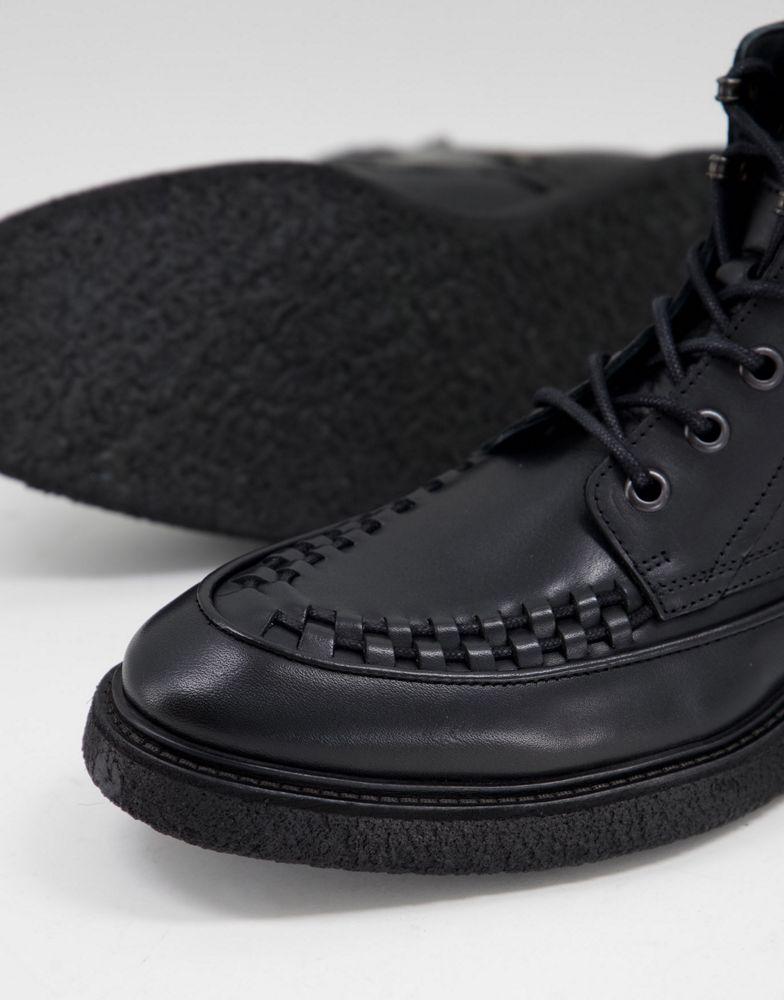 All Saints 雅顿极简黑色皮革系带靴男靴商品第3张图片规格展示