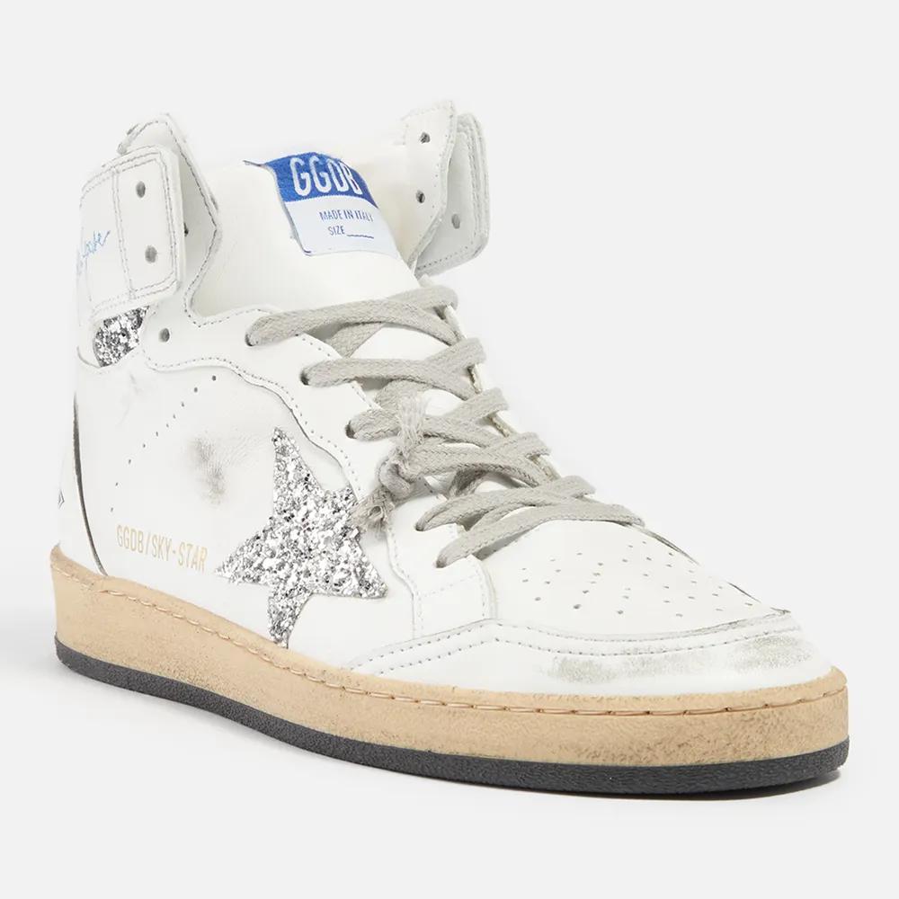 Golden Goose Sky-Star Distressed Leather High-Top Trainers商品第2张图片规格展示