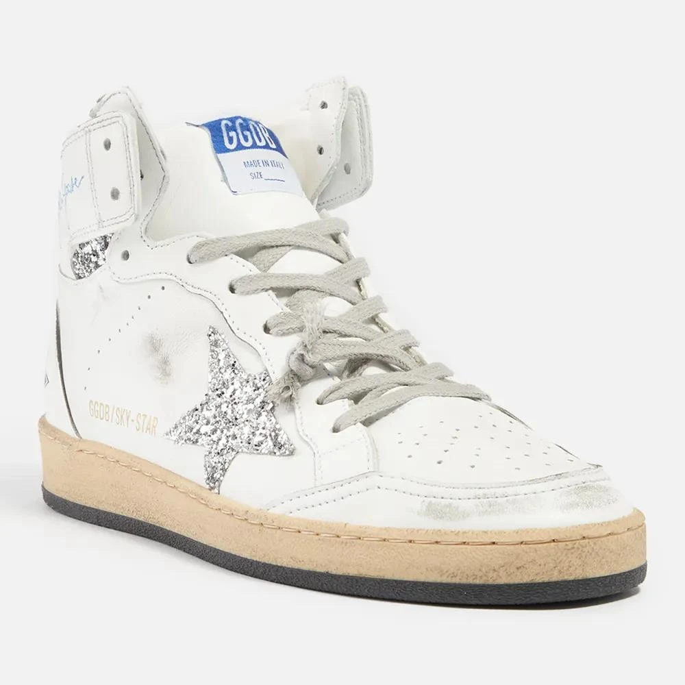 商品Golden Goose|Golden Goose Sky-Star Distressed Leather High-Top Trainers,价格¥4572,第2张图片详细描述