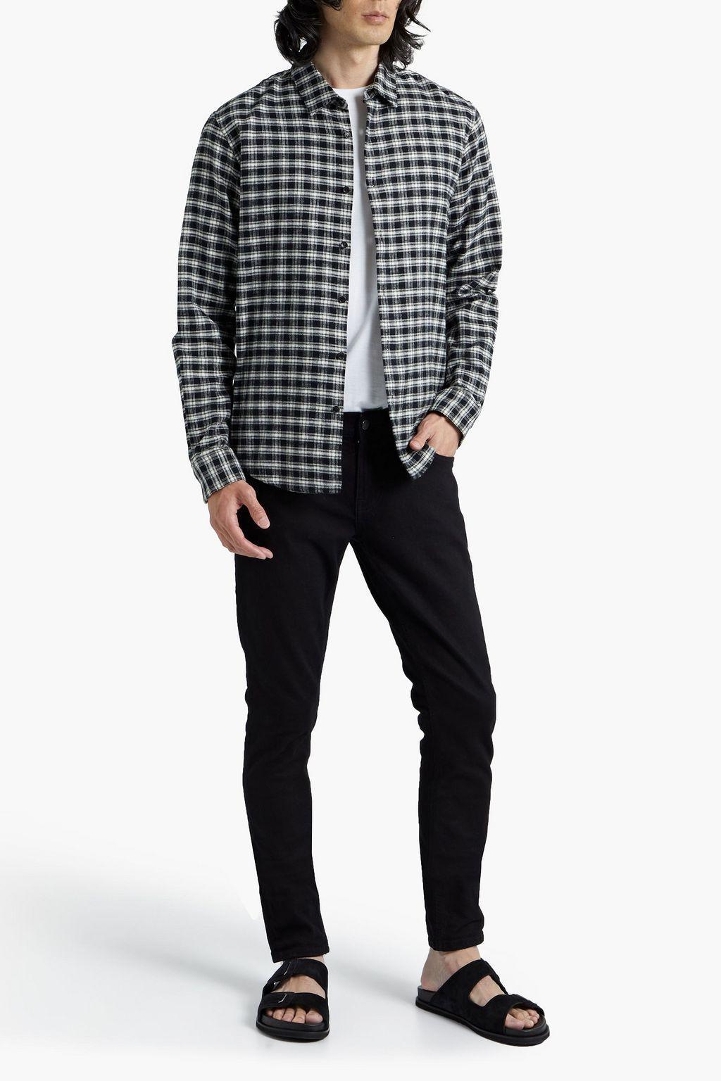 商品Sandro|Checked cotton-flannel shirt,价格¥774,第4张图片详细描述