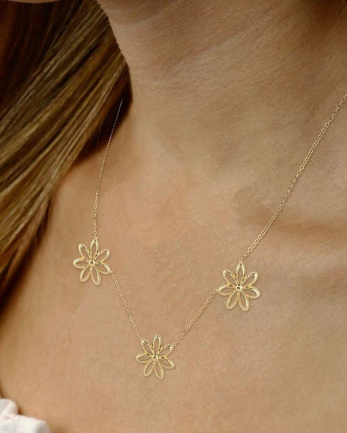 商品Moon & Meadow|14K Yellow Gold Triple Flower Statement Necklace, 18-19",价格¥5102,第2张图片详细描述