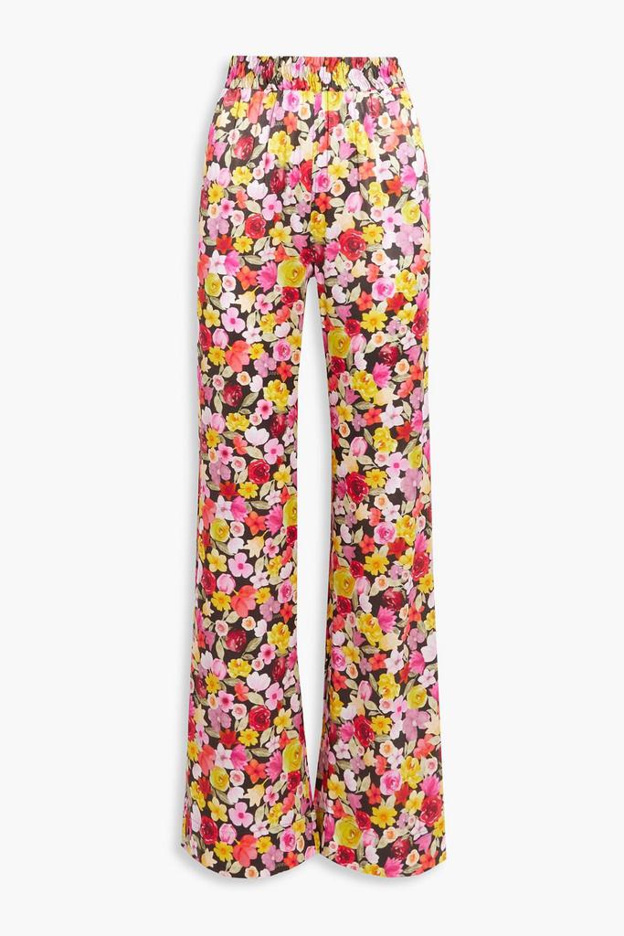 Floral-print organic silk-blend satin pajama pants商品第3张图片规格展示