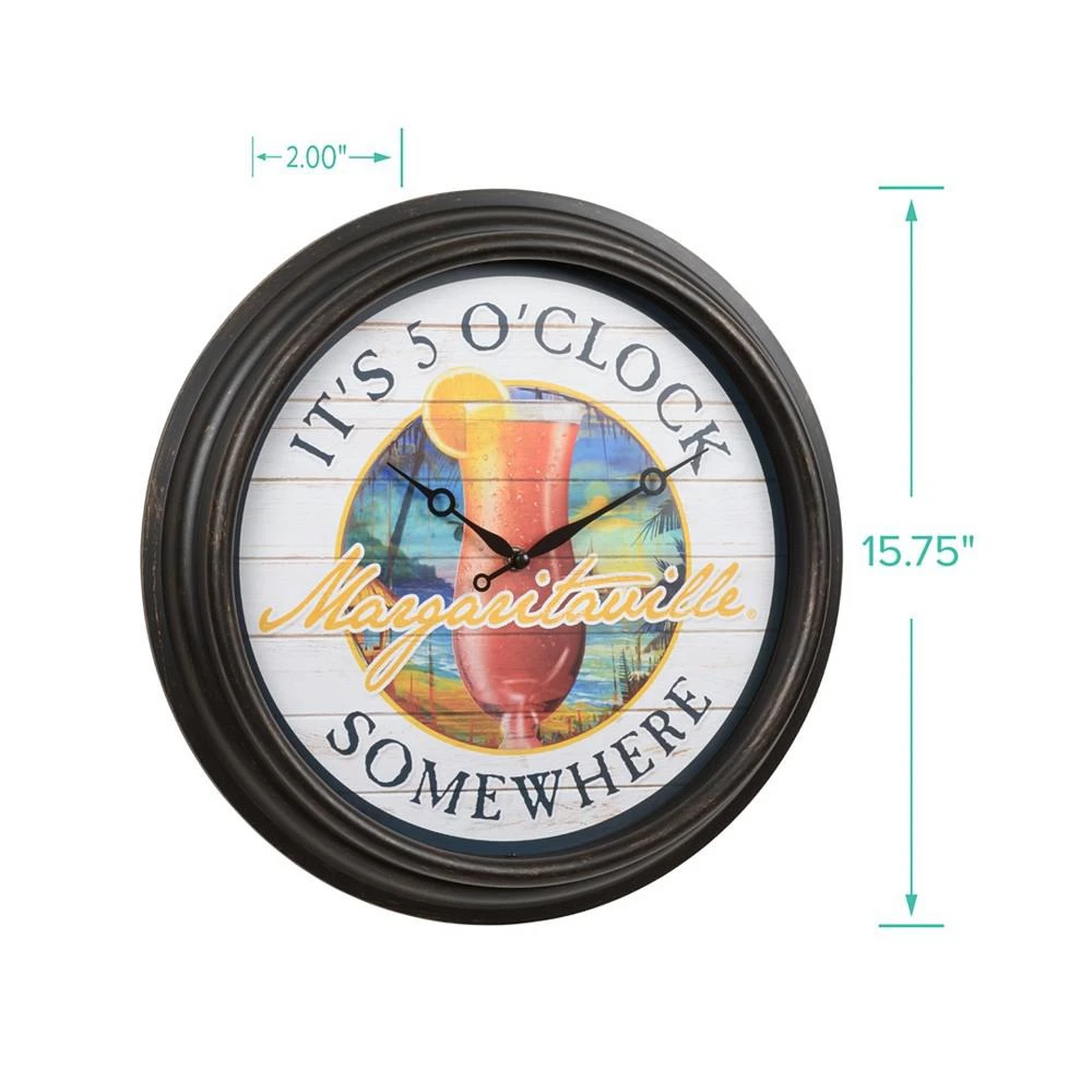 433-3841Mv7 15.75" 5 O'Clock Somewhere Margaritaville Indoor, Outdoor Quartz Analog Wall Clock 商品