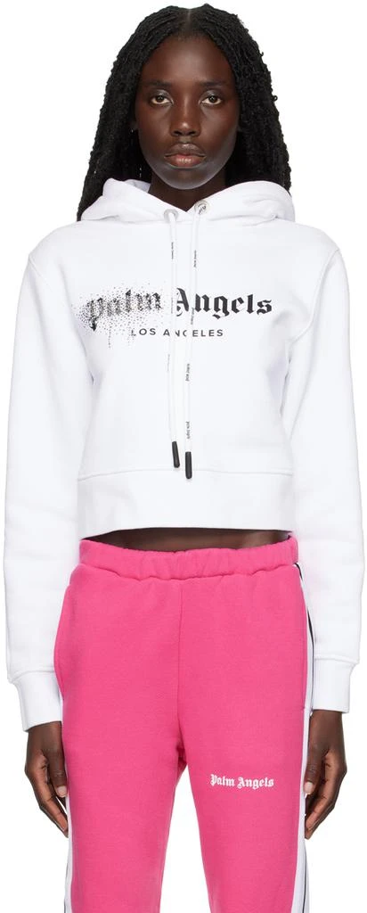 商品Palm Angels|White Rhinestone Sprayed Hoodie,价格¥2292,第1张图片