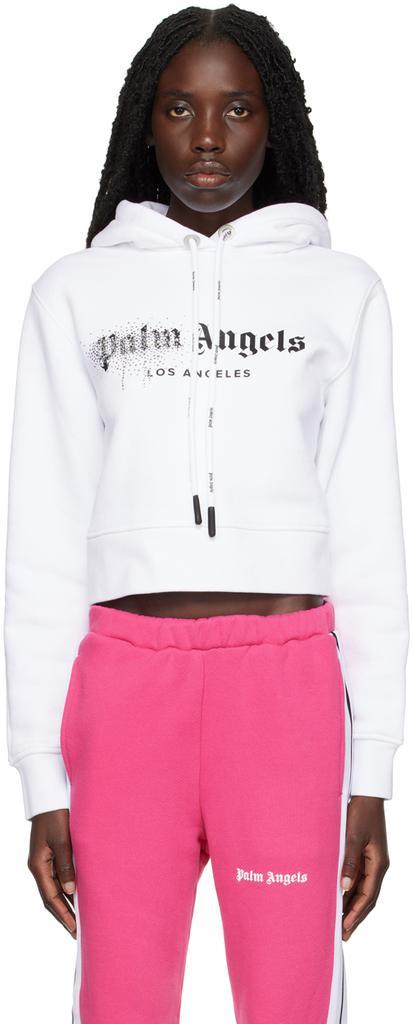 商品Palm Angels|White Rhinestone Sprayed Hoodie,价格¥5282,第1张图片