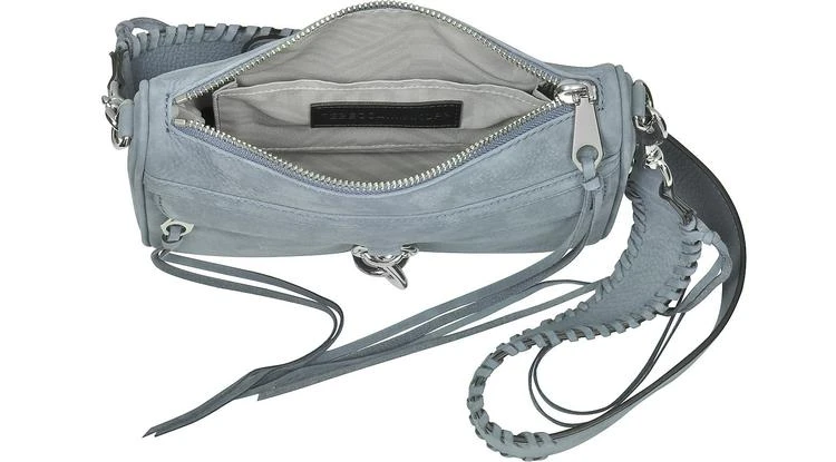 商品Rebecca Minkoff|迷你 Mac 灰尘蓝色正绒面革斜挎包配吉他带,价格¥1317,第4张图片详细描述