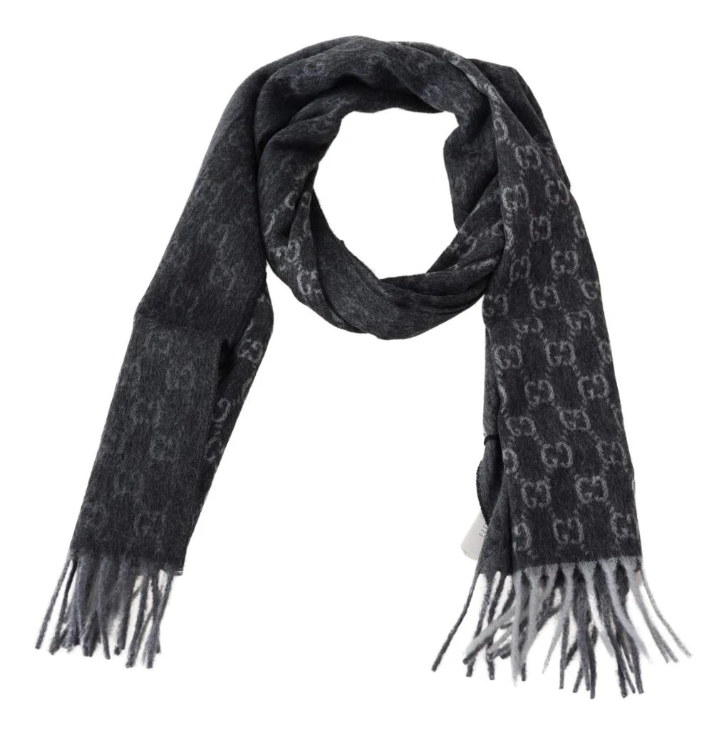 商品Gucci|Gucci Dark Grey Cashmere & Wool Paneled GG Logo Scarf,价格¥4560,第1张图片