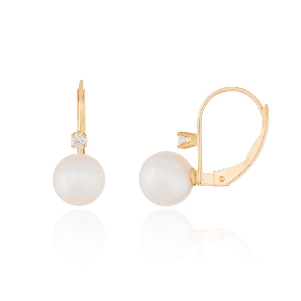 14k White Gold  7-8mm Pearl Earrings商品第6张图片规格展示