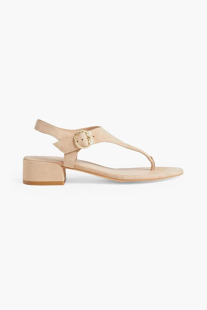 商品Stuart Weitzman|Faux pearl-embellished suede sandals,价格¥1324,第1张图片