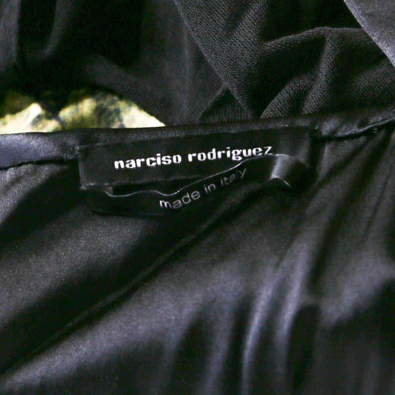 Narciso Rodriguez Green Satin and Black Mesh Overlay Sleeveless Dress M商品第5张图片规格展示