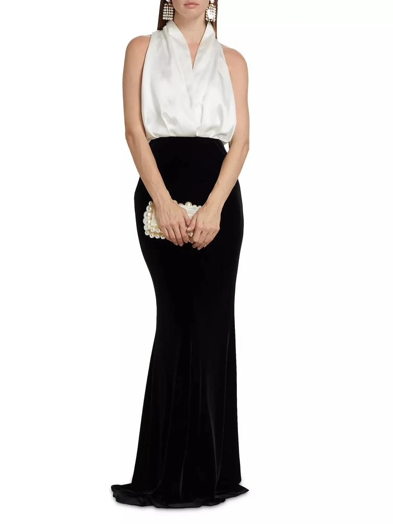 商品Badgley Mischka|Satin & Velvet Gown,价格¥6598,第3张图片详细描述