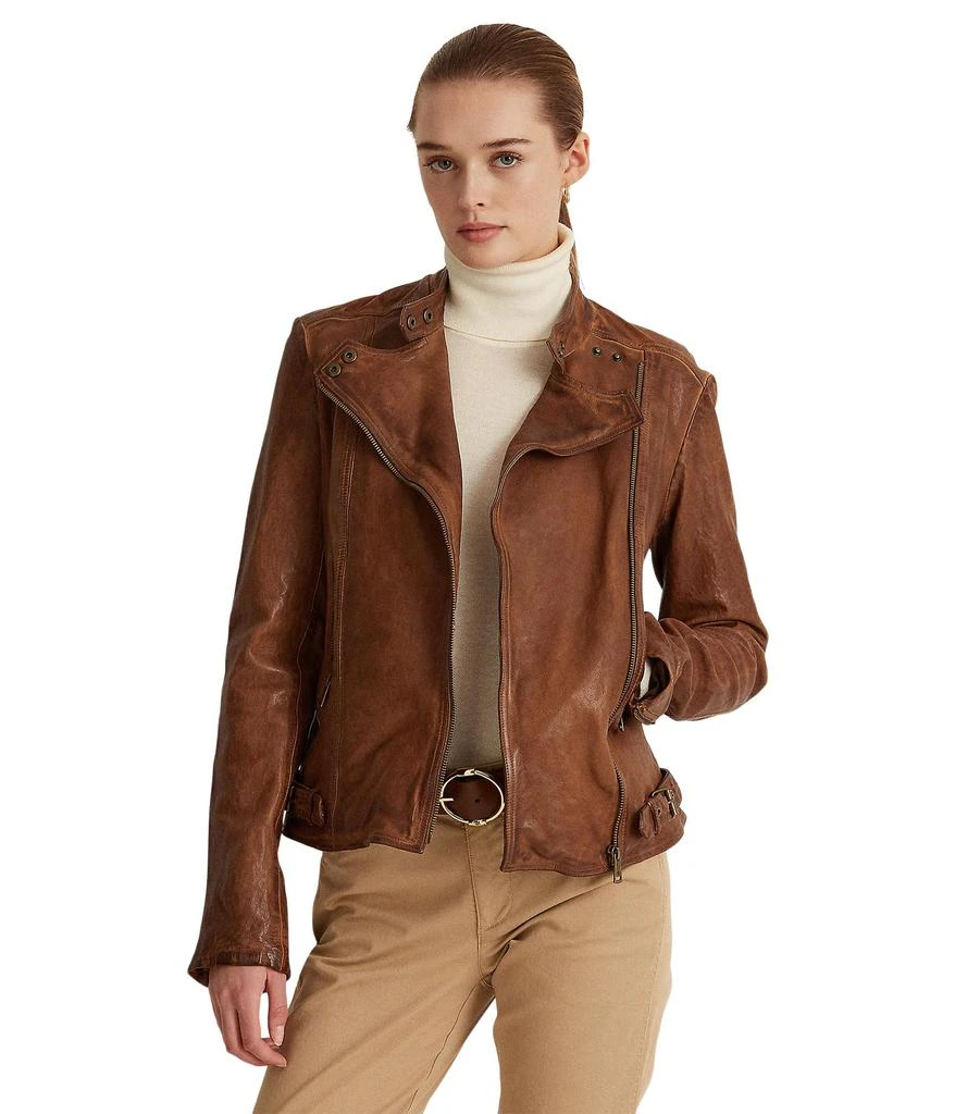 商品Ralph Lauren|Tumbled-Leather Jacket,价格¥3710,第1张图片