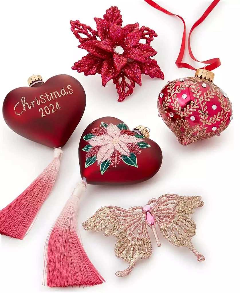 商品Holiday Lane|Burgundy and Blush Heart Ornament, Exclusively at Macy's,价格¥45,第2张图片详细描述