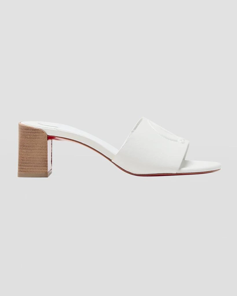 商品Christian Louboutin|Leather Logo Block-Heel Mules,价格¥6143,第1张图片