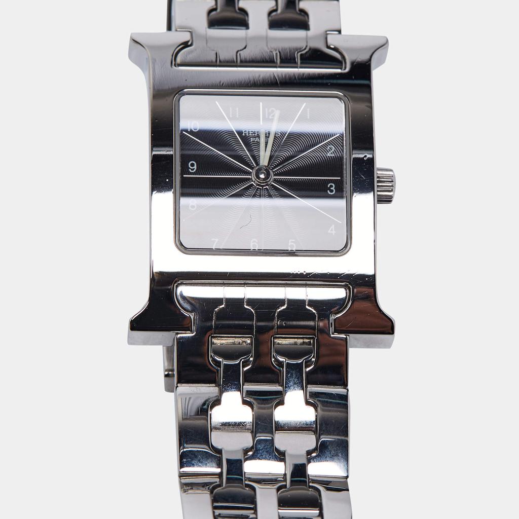 Hermes Black Stainless Steel Heure H HH1.210 Women's Wristwatch 21 mm商品第8张图片规格展示