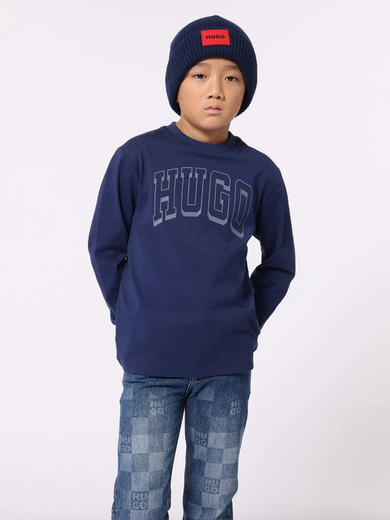 商品Hugo Boss|Hugo Kids Knitted Beanie Hat in Blue,价格¥213,第2张图片详细描述