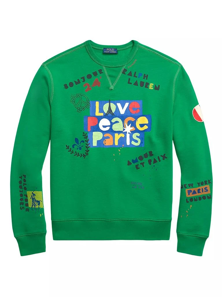 商品Ralph Lauren|'Love, Peace' Fleece Crewneck Sweatshirt,价格¥1860,第1张图片