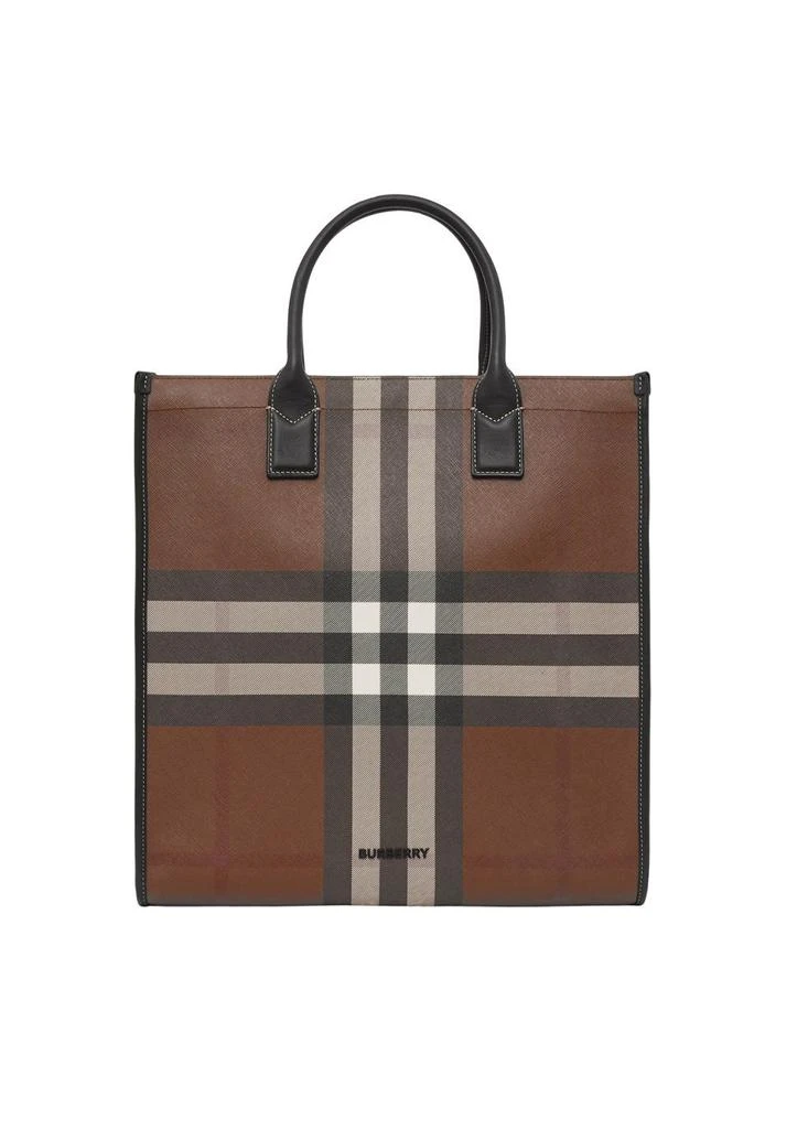 商品Burberry|Check and leather tote,价格¥13192,第1张图片