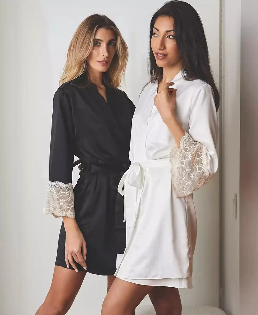 商品Flora Nikrooz|Kit Heart Lace Matte Charmeuse Wrap Robe,价格¥237,第5张图片详细描述