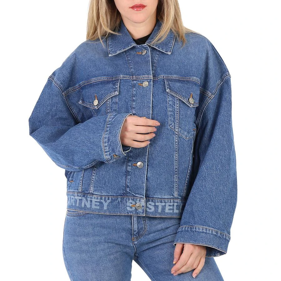 商品Stella McCartney|Medium Blue Salt And Pepper Logo Oversize Denim Jacket,价格¥1575,第1张图片