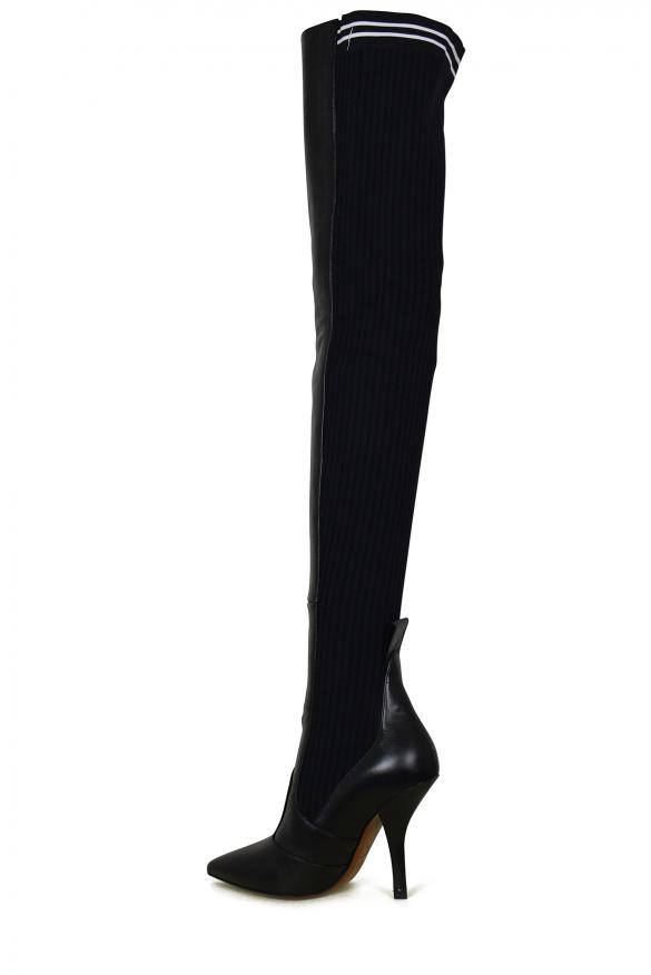 Women Luxury Shoes   Fendi Stretch Over The Knee Black Leather Boots商品第4张图片规格展示