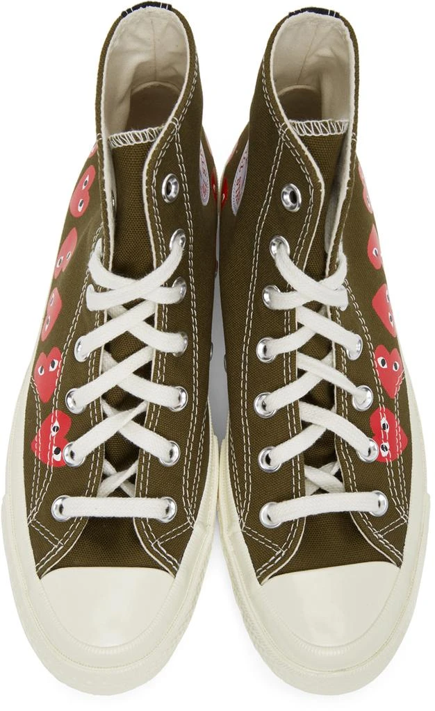 商品Comme des Garcons|Khaki Converse Edition Multiple Hearts Chuck 70 High Sneakers,价格¥1199,第5张图片详细描述