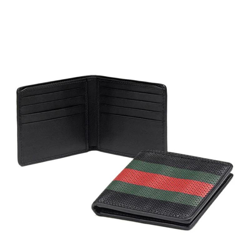 GUCCI 古驰 男士黑绿红色皮革拼色网眼短款钱包 352260-BUZ3T-1073 商品
