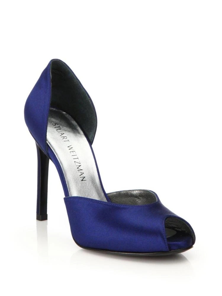 商品Stuart Weitzman|Divorcee Satin d'Orsay Peep Toe Pumps,价格¥1305,第1张图片