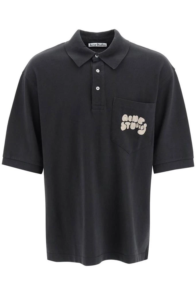 商品Acne Studios|Acne studios oversized polo shirt with embroidered logo,价格¥1778,第1张图片