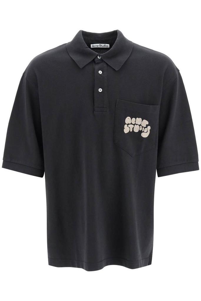商品Acne Studios|Acne studios oversized polo shirt with embroidered logo,价格¥1627,第1张图片