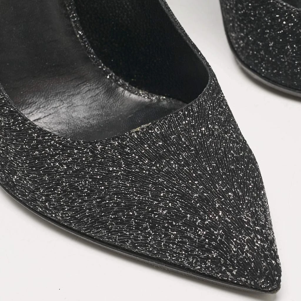 Saint Laurent Black Glitter and Textured Leather Pointed Toe Pumps Size 38 商品