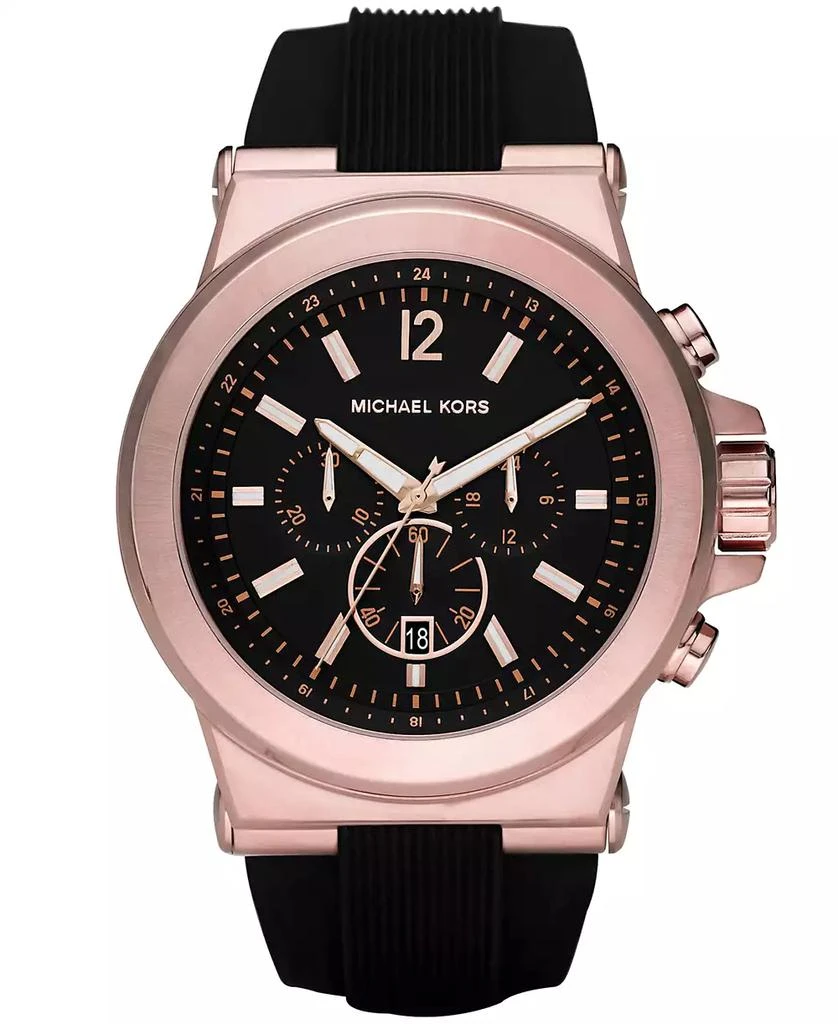 商品Michael Kors|Men's Chronograph Dylan Black Silicone Strap Watch 48mm MK8184,价格¥1543,第1张图片