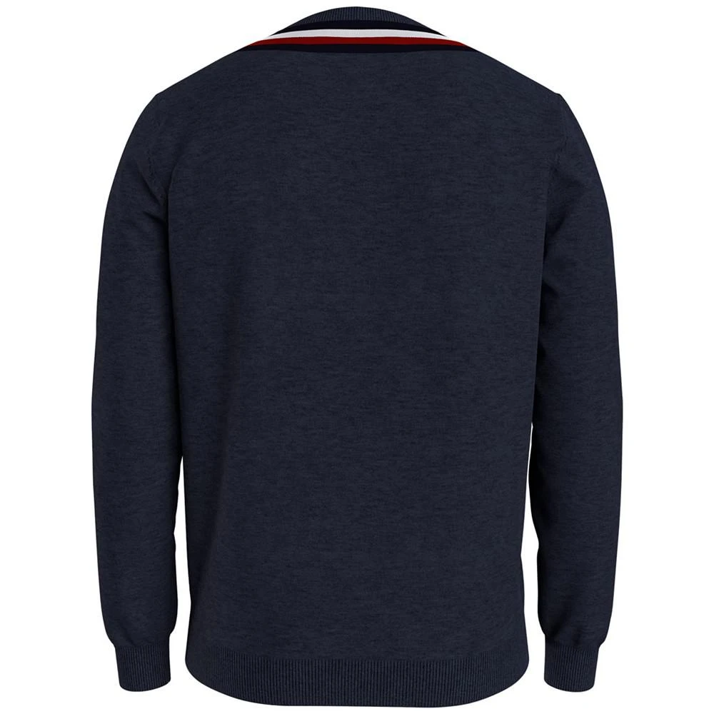 商品Tommy Hilfiger|Men's Signature Stripe Tipped Cricket V-Neck Sweater,价格¥119,第2张图片详细描述