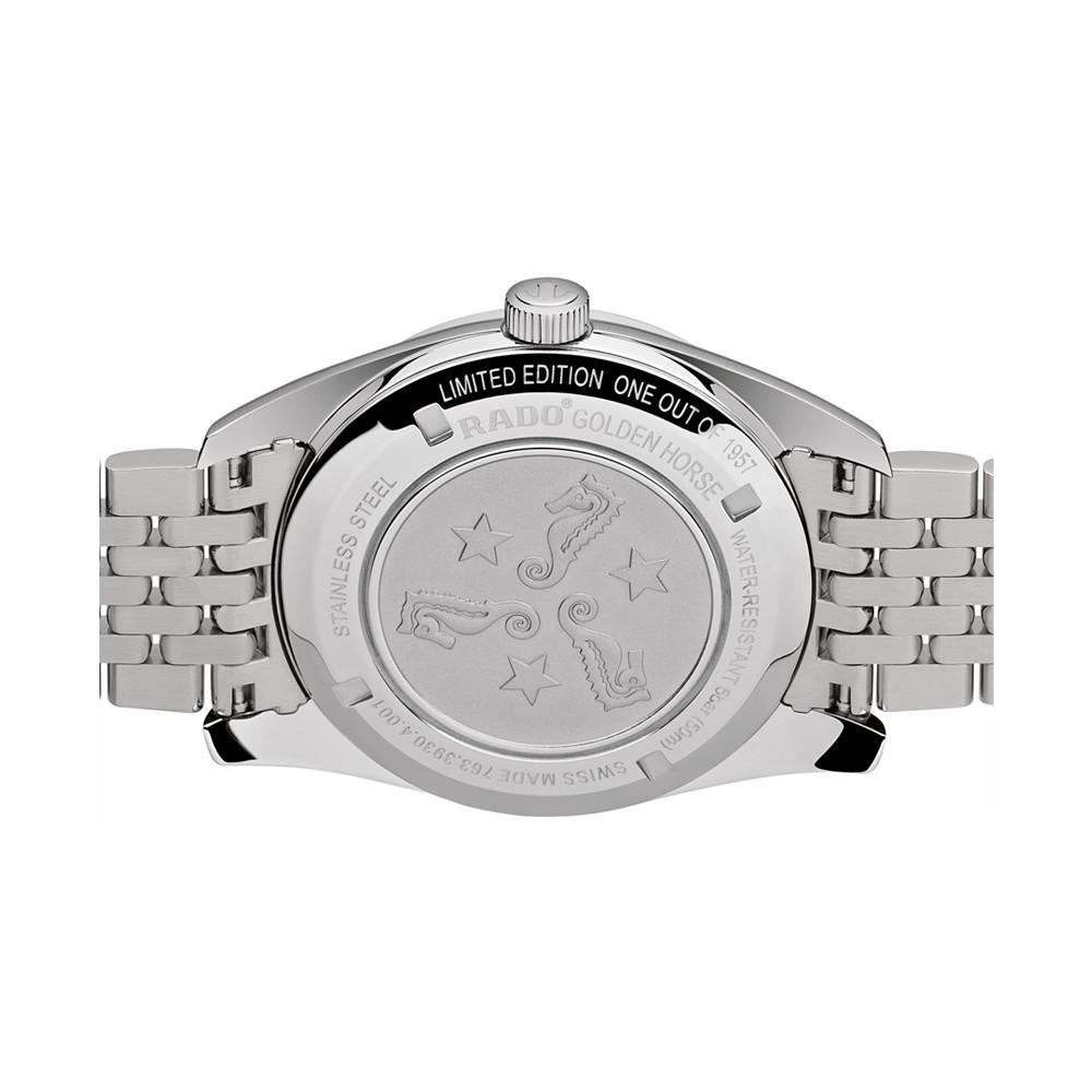 Men's Swiss Automatic Golden Horse 1957 Stainless Steel Bracelet Watch 37mm商品第3张图片规格展示