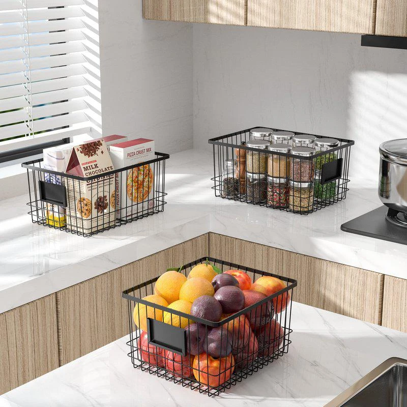 商品Oceanstar|Metal Wire Organizer Bin Basket With Card Holder Set Of 3,价格¥536,第2张图片详细描述