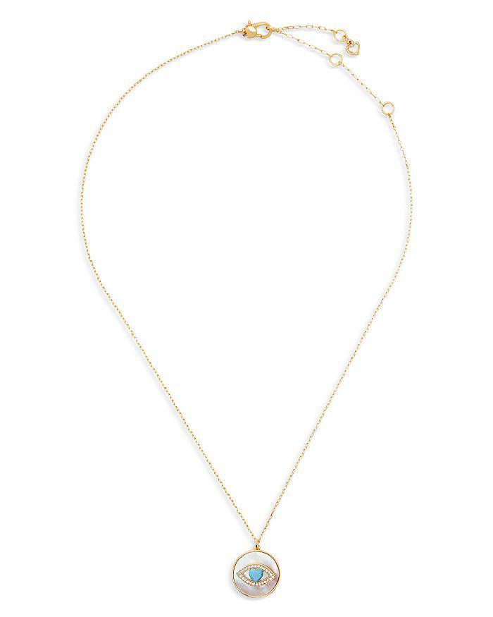 商品Kate Spade|Lucky Charm Mother of Pearl Evil Eye Pendant Necklace,价格¥559,第4张图片详细描述