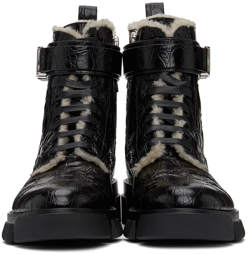 商品Givenchy|Black Terra Shearling-Lined Combat Boots,价格¥3466,第2张图片详细描述