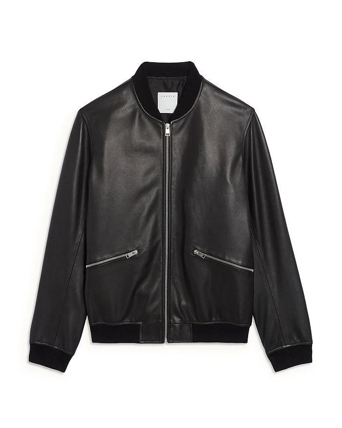 商品Sandro|Mercury New Monaco Leather Bomber Jacket,价格¥8300,第1张图片