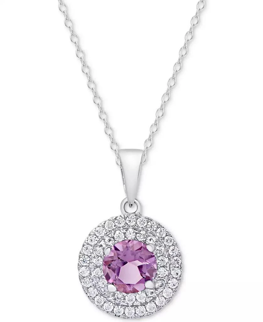 商品Macy's|Amethyst (1-1/3 ct. t.w.) & White Topaz (3/8 ct. t.w.) Pendant Necklace in Sterling Silver,价格¥348,第1张图片