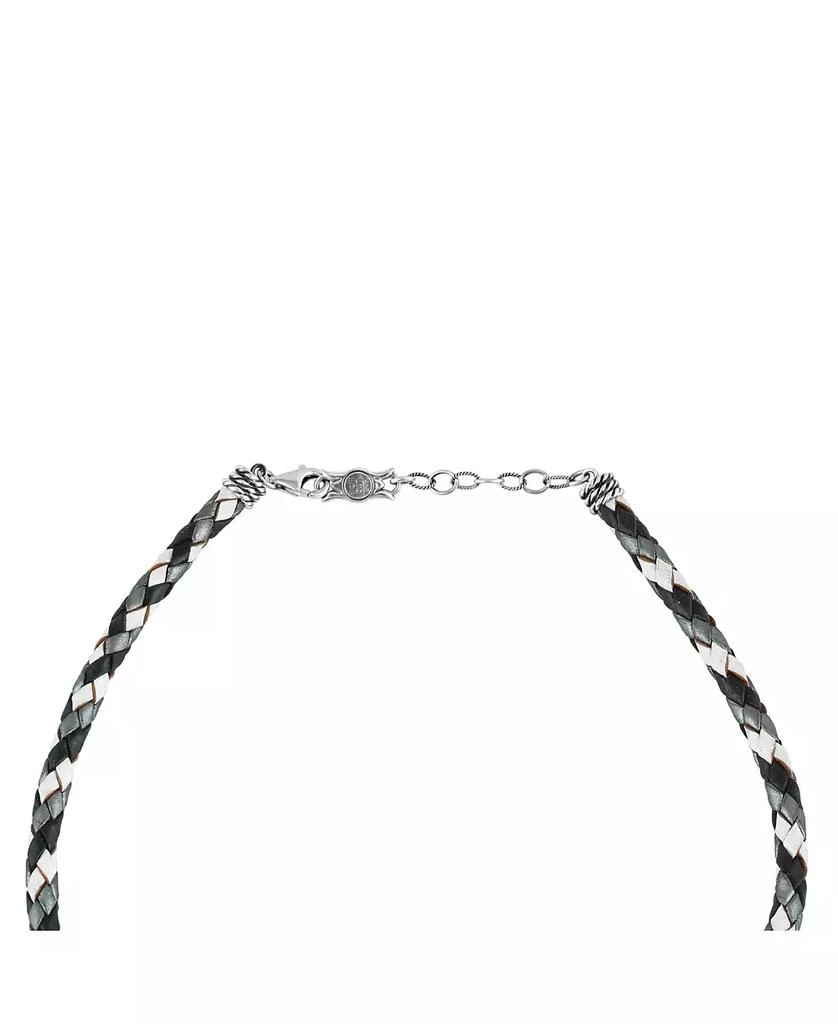 商品American West Jewelry|Sterling Silver Multi-Color Braided Black, White and Gray Leather Necklace, 17 to 19 Inches,价格¥488,第3张图片详细描述