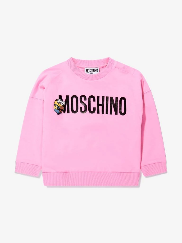 商品Moschino|Moschino Pink Baby Girls Cotton Minion Logo Tracksuit,价格¥1497,第3张图片详细描述