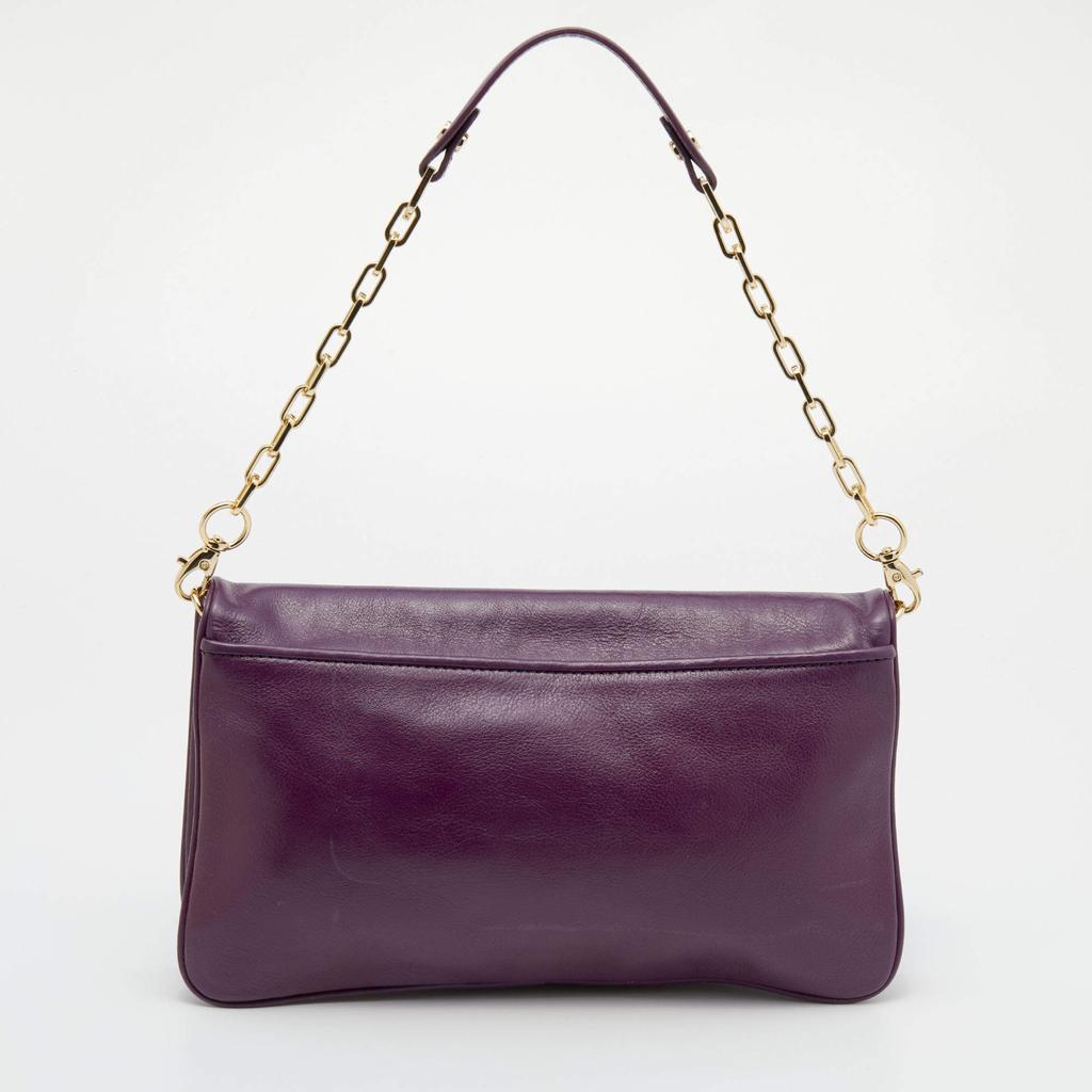 商品[二手商品] Tory Burch|Tory Burch Purple Leather Reva Bombe Chain Clutch,价格¥1154,第6张图片详细描述