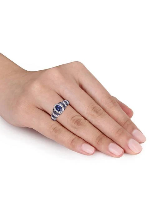 商品Belk & Co.|Co. Lab Created 1 1 2 Ct Tgw Created Blue Sapphire And Created White Sapphire Oval Vintage Ring In Sterling Silver,价格¥900,第4张图片详细描述