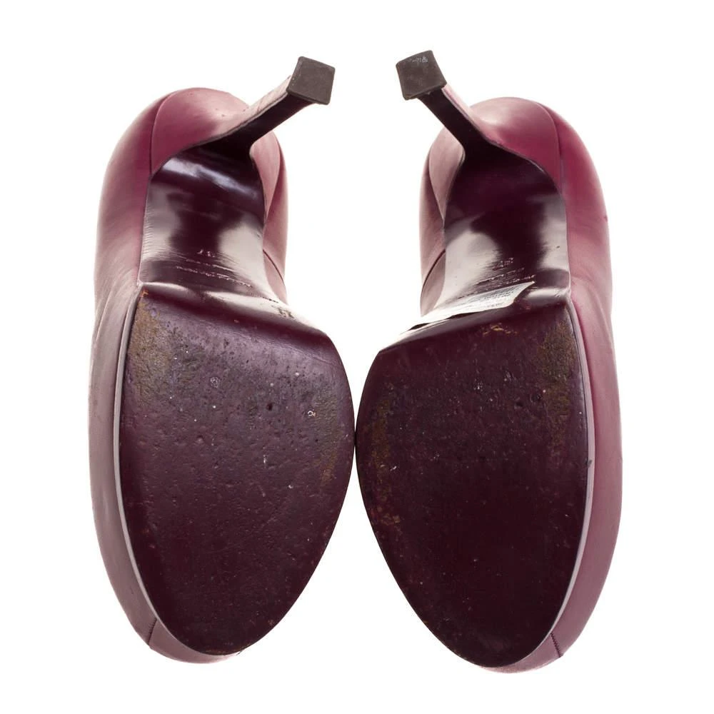 Saint Laurent Burgundy Leather Tribtoo Platform Pumps Size 37 商品