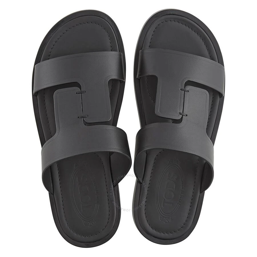 商品Tod's|Men's Black Flat Leather Sandals,价格¥1480,第3张图片详细描述