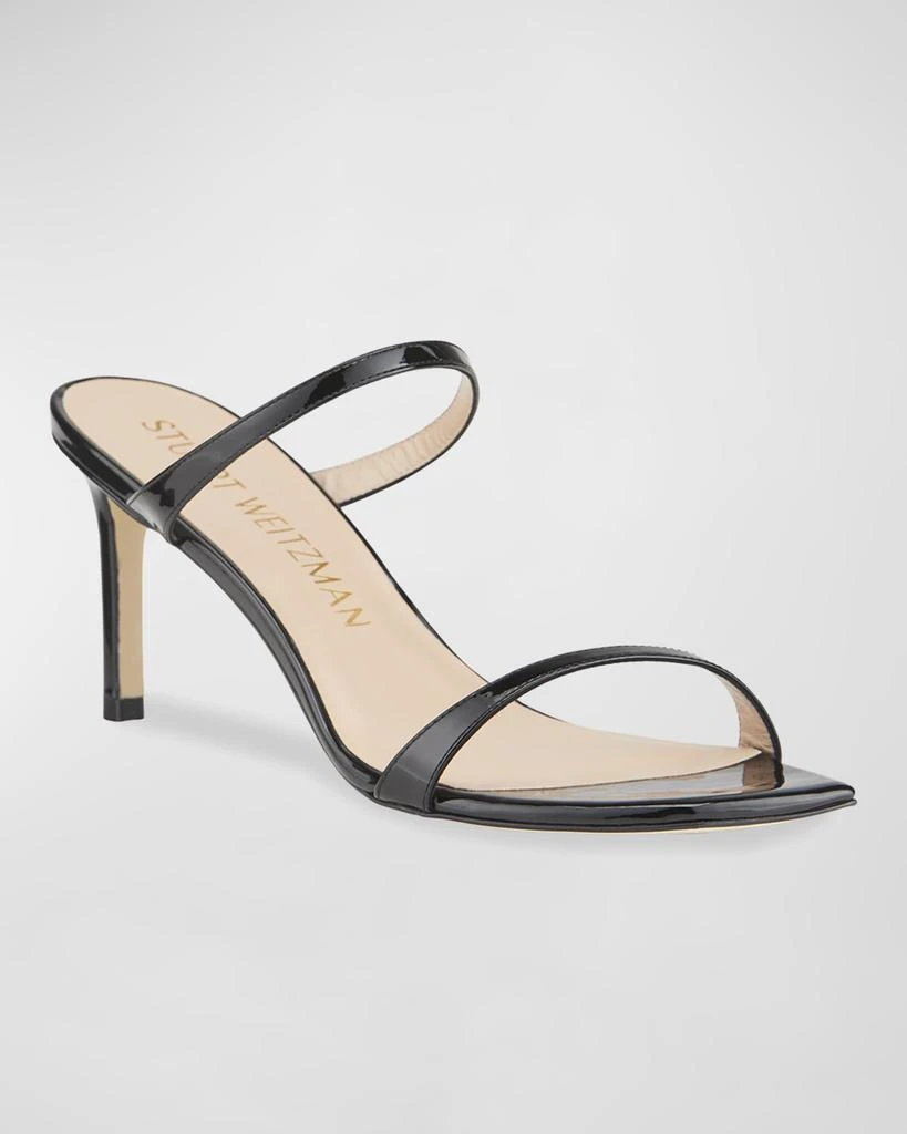 商品Stuart Weitzman|Aleena 75 Naked Square-Toe Patent Slide High-Heel Sandals,价格¥874,第2张图片详细描述